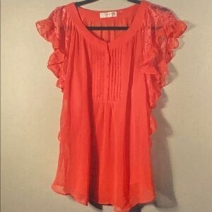 Chic Ruffle Sleeve Blouse in Vibrant Red